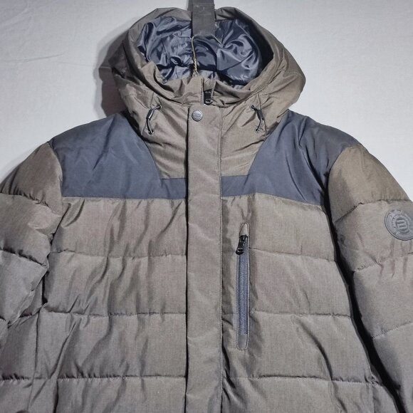 Buffalo David Bitton puffer jacket men's XL olive-brown,  with hood - Picture 2 of 15